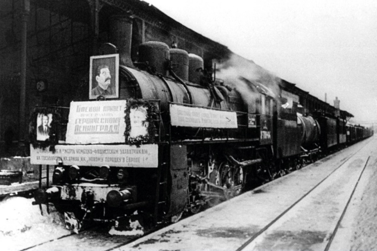 On February 7, 1943, the first train from the mainland arrived in besieged Leningrad